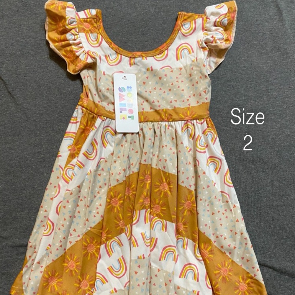 2T rainbow empire Dot Dot Smile dress